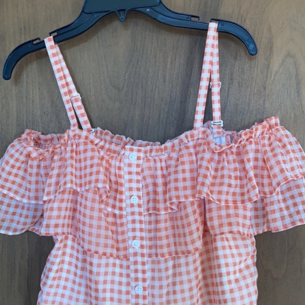 LC Lauren Conrad check print ruffle detail boho top XXL - Picture 17 of 17